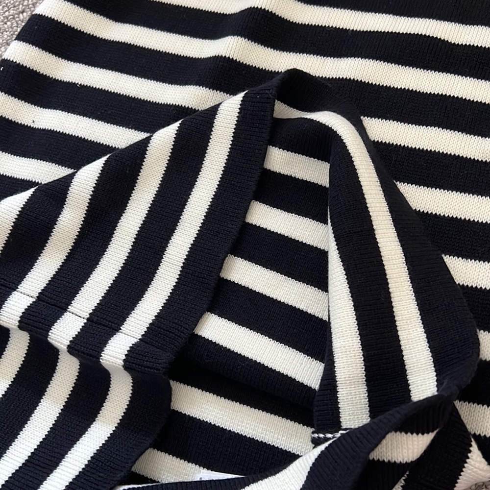 Zara Knit Cardigan Skirt Set Navy Blue White Stripes S - Picture 7 of 7